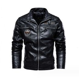 Men's Outerwear Coats Leather European men's leather jacket, new men's PU jacket, European and American motorcycle suit with added velvet