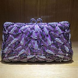 Evening Bags Women green purple Crystal Handbags Purse Bridal Wedding Party Day Clutches cocktail Prom banquet evening bags clutch2753