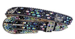 Western Cowboy BeltSimon Fashion Cowgirl Bling Bling Rhinestone Belt with Eagle Concho Studded Removable Buckle Large Size Belts for Men4860107