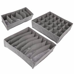 new 3 PCS set Bamboo charcoal Non-woven Fabric Foldable Storage box underwear Organizer Bra Necktie Panties Socks Case Drawer170O