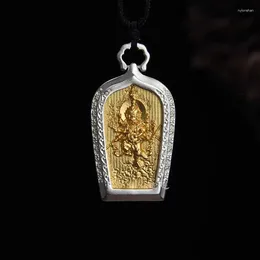 Pendant Necklaces HX Silver Color Guochao Vajra Transfer Necklace For Men And Women Natural Retro Exquisite Jewelry