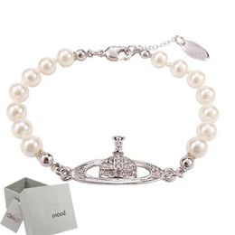 Saturn bracelet with box pearl beaded strand diamond tennis planet bracelets woman gold designer jewelryfashion accessories269k