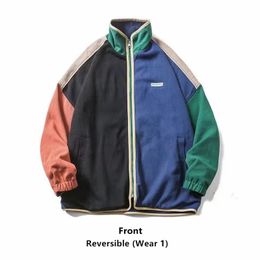 Men's Jackets Autumn Vintage Jackets Man Contrast Colour Two Wear Reversible Oversized Women Coat UNISEX Couple Men's Jackets Retro 90s 231206