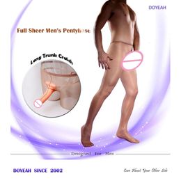 D Oil Shine Full Sheer With Open Cover Sheath Pantyhose For Men Sexy Tights Socks Extremly Elastic DOYEAH