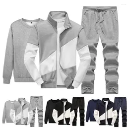 Men's Tracksuits Men Fitness Suit Comfortable Sports 3-piece Sweat Breathable Sportswear Kit With Contrast Colour Jacket O