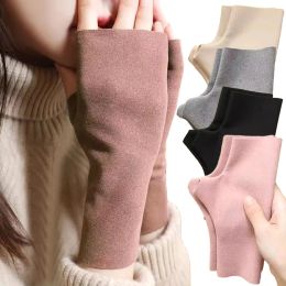 Winter Soft Velvet Fingerless Gloves Women Half Finger TouchScreen Gloves Thin Autumn Wrist Palm Protection Warm Driving Mittens