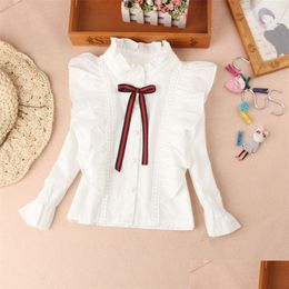 Kids Shirts Arrival Girls Blouses Fall Children Clothes White Mandarin Collar Blouse For Back To School Teen Tops 220314 Drop Delivery Dhtxq