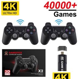 Nostalgic Host Gd10 Game Stick X2 128G/64G 4K Hd Retro Video Games Console Wireless Controller Built In 40000 For Boys Gift Drop Del Dh8X5