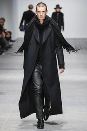 メンズウールブレンドウールコートは膝の上に長くカスタムビジネスソリッドカラーファッション青少年カジュアル231205