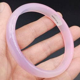 66.00MM Certified Natural Agate Chalcedony Pink Jewelry Bracelet Bangle