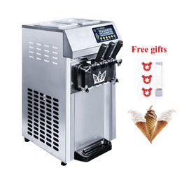 Soft Ice Cream Machine Commercial Desktop Ice Cream Maker Stainless Steel Benchtop Gelato Vending Freezing Machine