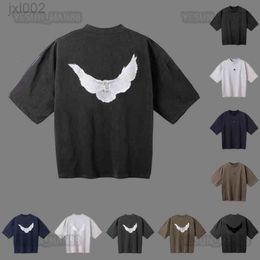 Designer Kanyes Classic Wests t Shirt Three Party Joint Peace Dove Printed Washing Water Short Sleeves High Street Mens and Womens Yzys Tee Spider Hoodie Ess Stussys