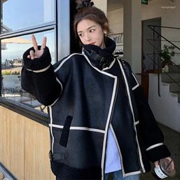 Women's Leather Winter Jacket Female Faux Fleece Coats