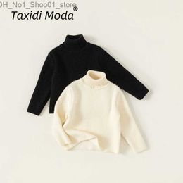 Cardigan Turtleneck Solid 2023 Autumn Winter New Kids Sweater Casual Girls Knitted Pullover Toddler Knitwear Children Clothing For 1-10Y Q231206