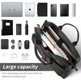 Briefcases Men's Briefcase for Business/Travel Leather Computer Office Work Bag Water Resistant Laptop Bag Black 231205