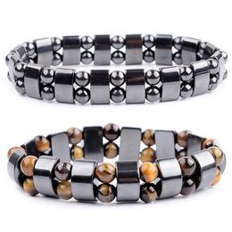 Bangle Nature Yellow Tiger Eye Hematite Beads Bracelet Therapy Health Care Magnet Men's Jewellery Charm Bangles Gifts For Man225p