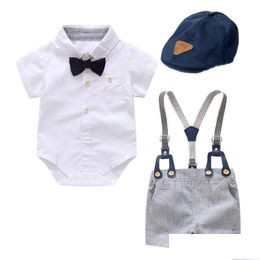 Clothing Sets Gentleman Baby Boy Summer Suit Fashion 0-24 Months Infant Party Baptism Christmas Kids Boys Clothes 3Pcs Drop Delivery M Dhfmt