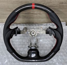 REVESOL Real Carbon Fiber Black FLAT Steering Wheel for 08-15 INFINITI G37 - NEW