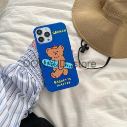 Cell Phone Cases Creative Skate Bear Cute Phone Case For iPhone 11 13 14 Pro Max 12 Mini X XS Max XR 7 8 Plus Cartoon Shockproof TPU Back Cover J231206