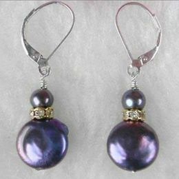 Dangle Earrings Natural Round Black Coloured Coin Pearl Silvering FOOL'S DAY Jewellery Wedding Year Thanksgiving Lucky Beautiful