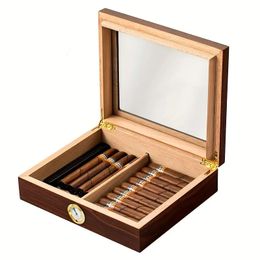 1pc, Cigar Storage-Box, Cigar Humidor, Cigar Box, Handcrafted Cedar Humidor, Cigarette Storage Box, Cigar Moisturising Box, Cigar Moisturizer, Cigar Moisturising Tools