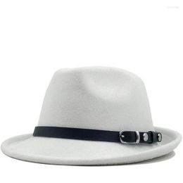 Wide Brim Hats Men's Winter Autumn White Feminino Felt Fedora Hat For Gentleman Wool Bowler Homburg Jazz Size 56-58cm Scot22215z