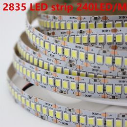 1 2 3 4 5m lot 10mm PCB 2835 SMD 1200 LED Strip tape DC12V 24V ip20 Non waterproof Flexible Light 240 leds m White Warm White2864