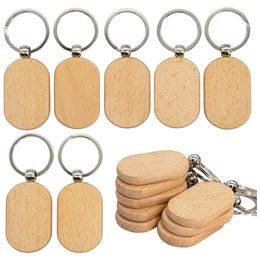 Keychains Lanyards 20 Pcs Blank Wooden Tag Key Diy Wood Keychains Key Wood Engraving Blanks 231205