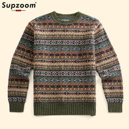 Men's Sweaters Supzoom England Style Arrival Autumn And Winter Thick Pullovers O-neck Geometric Vintage Top Fashion Casual Sweater Men 231205