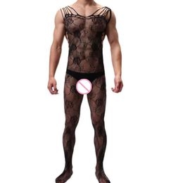 Male Underwear Jumpsuit Sexy Lingerie Rose Sleepwear Multi Shoulder Strap Nightdown Mens For Husband Gift Fishnet Bodysuit