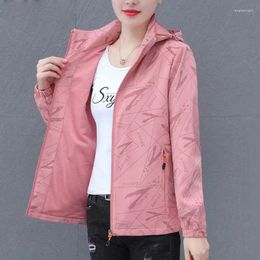 Women's Trench Coats Spring Autumn Women Coat Fashion Printed Waterproof Jacket Casual Mountaineering Hooded Famale Windbreaker