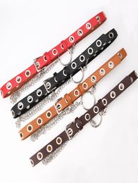 New Arrivals European and American Rock Circle Chain Full Hole Belt Womens Simple and Versatile Punk Style Concave Style Belt 3402820