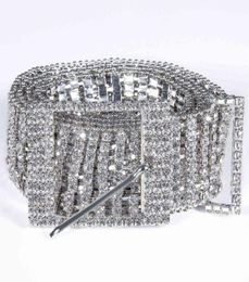 Hitie High Quality Rhinestones Belt for Women Female Luxury Silver Crystal Diamond Waist Chain Wedding Belt Pin Metal Buckle Q0625777423