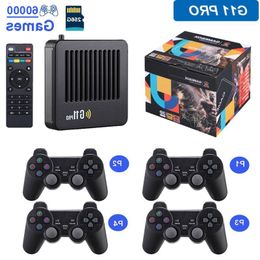 Tragbare Spielspieler G11 Pro Game Box Videospielkonsole 256G 60000 Retro-Spiele 24G Wireless Gamepad 4 Stück 4K HD TV Game Stic Jxtn