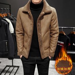 Men's Jackets M8XL Winter Lamb Wool Coat Lapel Loose Warm Men Outerwear Fashion Casual Thicken Male Can Be Worn On Both Sides Jacket 231206