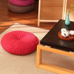 Cushion/Decorative Cotton Linen Tatami Cushion Thicken Futon Cushion Floor Style Round Seat Pad Padded Bay Window Yoga Mat