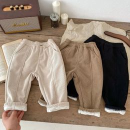 Trousers 1-6Yrs Winter Warm Kids Pants Fur Lining Corduroy Fleece Boys Trousers Outerwear Clothing Casual Pants Kids Clothes 231206