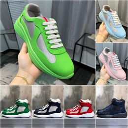 P Parda Prad Shoes America Cup Sneakers Designer hightop Sneakers Fashion Men Women Casual sports shoes luxury Net cloth leather rubber outdoors Sneakers Size J73X