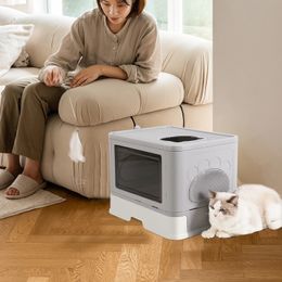 Other Cat Supplies Cat Litter Box Fully Enclosed and Foldable Top Entry Litter Box Storage and Deodorization Easy to Clean Covered Litter Box 231206