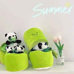 Cushion/Decorative Kawaii Cushion Bamboo Tube Panda Cartoon Stuffed Panda Cushion Gift for Friends Kids Birthday Toys New Year Home Decor