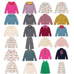 Clothing Sets M P 2024 SPRING kids girls long sleeve t shirt Tops and knit sweaters pants clothing sets 231206