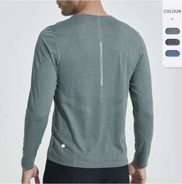 Yoga Outfit Lu Men Sports Long Sleeve T-shirt Mens Sport Style Shirts Training Fitness Clothes Elastic Quick Dry Sportwear Top Plus 66