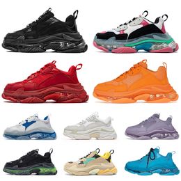 Designer Triple S Outdoor Balenciagas Shoes Platform Sports Sneakers 17FW Crystal Bottom Clear Sole Men Women Balanciaga Fashion Luxury Trainers Flat Boots