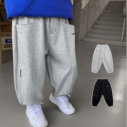 Hosen Herbst Kinder Dünne Brief Sweatpant Jungen Knöchel Länge Harem Hose 2y Kleinkind Kleidung Frühling Mädchen Elastische Taille Sport Hosen 231206