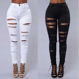 Women's Jeans Fashion Womens Jeans Stylist High Quality Denim Pants Womens Casual Zipper Hole Skinny Jeans