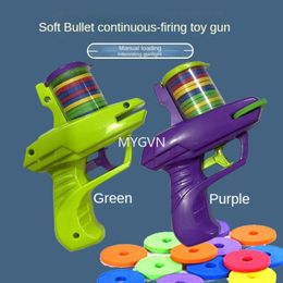Saucer Gun Classic Flying EVA Boomerang Manual Continous Firing Carrot Gun Launcher Parent-child Outdoor Soft Disc Pistol Funny Birthday Gift