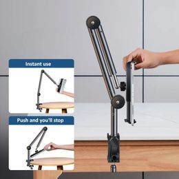 Tablet PC Stands 360 Degree Long Arm Holder Stand For 4 to12 9inch Smartphones Bed Desk Lazy Bracket Support iPad iPhone 231206