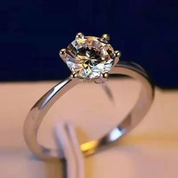 Wedding Rings Zircon Engagement Ring Open Men and Women Models Pair Classic Sixclaw Couple 231205