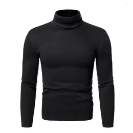 Men's T Shirts 2023 Winter Turtleneck Solid Color With Fur T-shirt