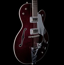 Rare G6119 Chet Atkins Tennessee Rose Deep Cherry Hollow Body Electric Guitar Bigs Tremolo Bridge Silver Plexi Pickguard Thumbnail Inlay Chrome Hardware